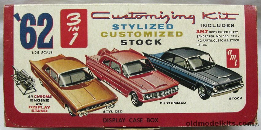 AMT 1/25 1962 Ford Falcon 2 Door - 3 in 1 Kit Display Case Box Issue, S1062 plastic model kit